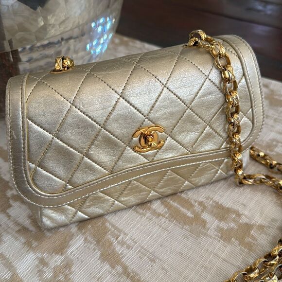 Vintage CHANEL 24k Gold Mini Flap Bag - Picture 2 of 9